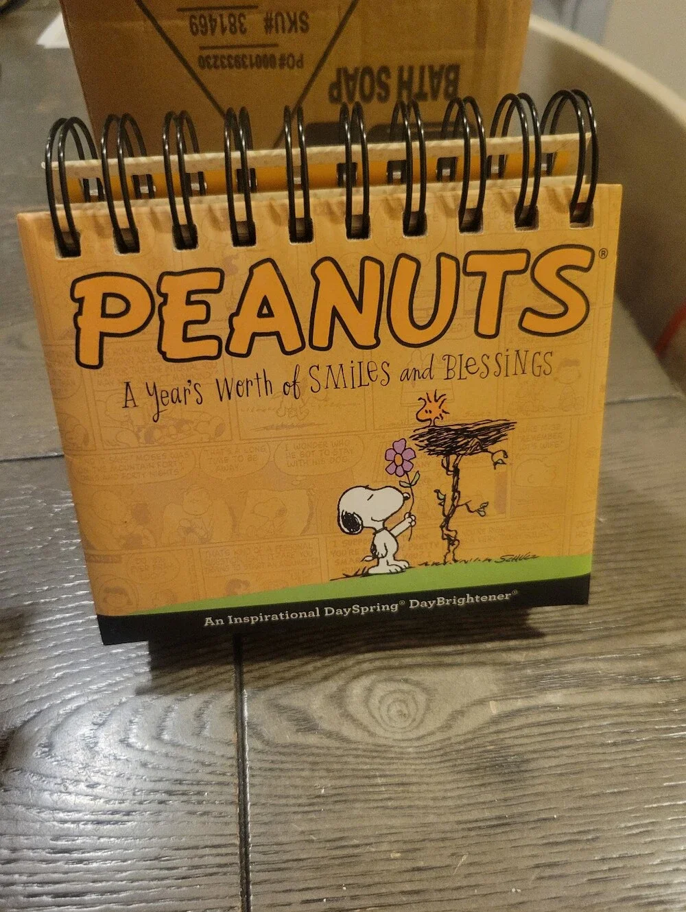 Peanuts Orange and Green Spiral Desk Calendar with Snoopy Art
